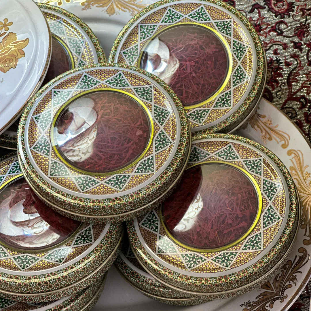 زعفران ناب قائنات مشهد با قاب خاتم کاری شده یک مثقال. تمام